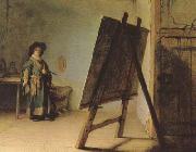 REMBRANDT Harmenszoon van Rijn The Aristst in his Studio (mk08) oil